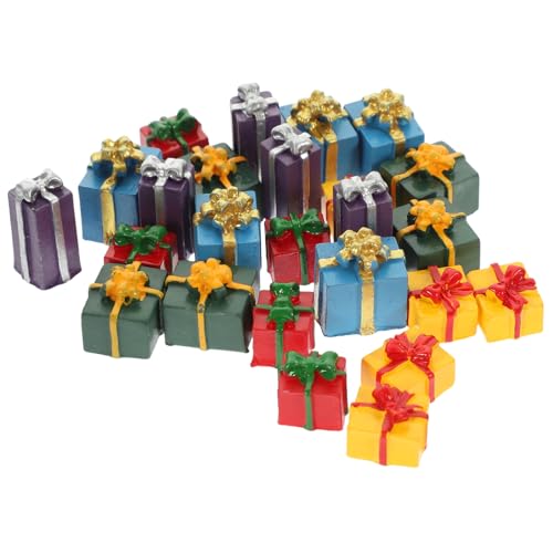 Toyvian 25 Stück Teiliges Miniatur Harz Geschenkbox Deko Farbenfrohe Mini Geschenkboxen für Puppenhaus DIY Weihnachtsdeko Tisch Zubehör Glatte Kanten Platzsparend für Basteln und von Toyvian