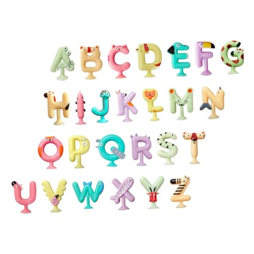 Toyvian 26Stücke Teiliges Alphabet Saugspielzeug für Lernspielzeug zur Rechtschreibung Pädagogisches Badespielzeug mit Stabilen Materialien und Runden Kanten Fördert von Toyvian