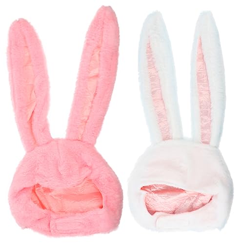Toyvian 2St Hut mit Hasenohren Plüschohr Hasenmütze mädchen hüte Mädchen Hut Kleinkindmütze Mädchen kindermütze kappe cap weihnachten girlh Hasenohrenkappe tierischer Hut Weiß von Toyvian