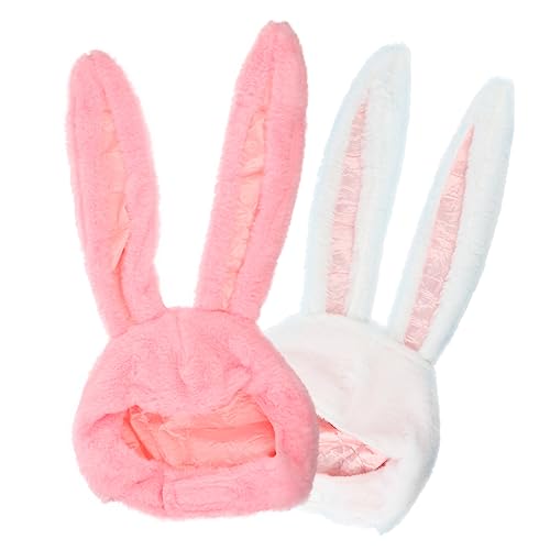 Toyvian 2St Hut mit Hasenohren kindermütze kappe the female weinachtsmützen hühner tierischer Hut Plüschohr Beanie-Mütze Mädchen Plüsch-Partyhut Plüsch-Hasenohr-Hut Weiß von Toyvian