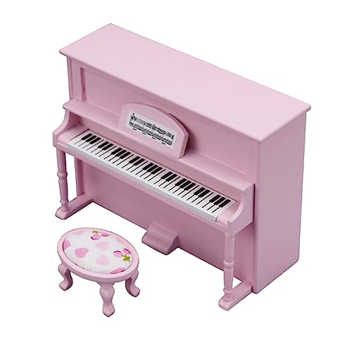 Toyvian 2St Mikroszenenverzierungen kleines Klaviermodell Modell Kleiner Klavierhocker Miniatur-Klavierhocker Miniatur-Klaviermodell Miniatur-Klavierdekor Mikropiano-Modell Holz Rosa von Toyvian