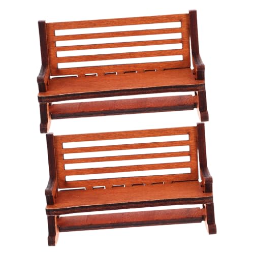 Toyvian Winziges Holzstuhl-Set Miniatur-puppenhausmöbel Für Retro- Und 2 Stück von Toyvian