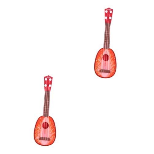 Toyvian 2St Gitarrenspielzeug Bass-Ukulele Ukulele-Spielzeug Musikspielzeug für Kinder Babyspielzeug Obst Gitarre Musikinstrumente, Spielzeug elektrische Gitarre Spielzeugset Kleinkind rot von Toyvian
