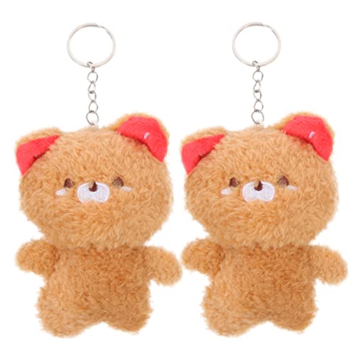 Toyvian 2St Plüsch Bär Anhänger tragen Plüschbär Schlüsselanhänger Plüschbär Dekoration Bärenpuppe Bärenanhänger Schlüsselanhänger mit Glockenanhänger Cartoon-Puppe PP Baumwolle von Toyvian
