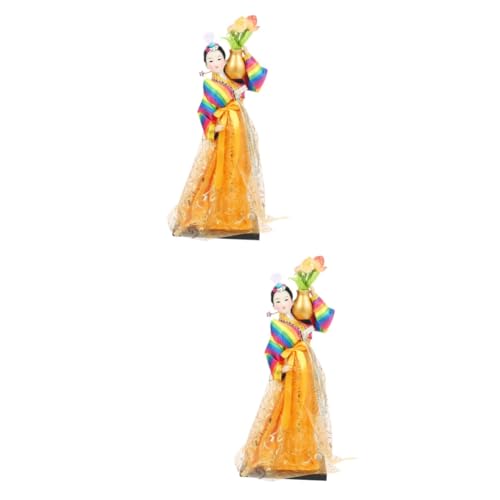 Toyvian 2st Handgefertigte Puppe Sammelfigur Hanbok Geschenk Traditionelle Koreanische Hanbok-Puppe Bücherregal-Statue Koreanische Puppenfigur Hanbok-puppenfigur Handbuch Seidenpuppe von Toyvian