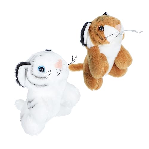 Toyvian 2St kleine Tigerverzierung tierfiguren für Tiere plüschtier Tiger Weiches Plüschtier Animal Toys Tierplüschspielzeug Heimpuppendekore Plüschpuppenspielzeug von Toyvian