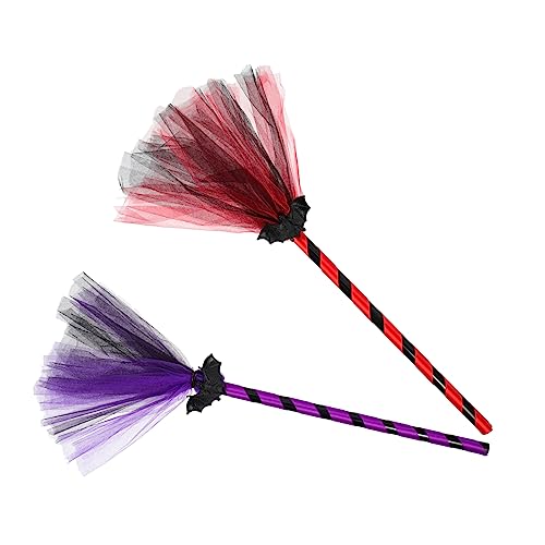 Toyvian 2Stücke Halloween Hexenbesen Dekorationen für Kostümpartys Rote Violette Tanzparty Requisiten für Maskerade und Halloween Feiern von Toyvian