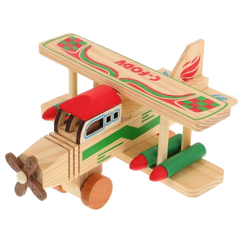 Toyvian 2St Militärflugzeugmodell aus Holz Flugzeug aus Holz Flugzeuge der Sammlung Spielzeuge Modelle Spielzeughubschrauber aus Holz Buntes hölzernes Flugzeugspielzeug - Hobel Kind von Toyvian