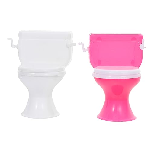 Toyvian 2st Puppentoilette Lernspielzeug Für Simuliertes Engstes Interessantes Kinderspielzeug Engstes Werkzeugspielzeug Simulation Mini Closetool Plastik Weiß von Toyvian