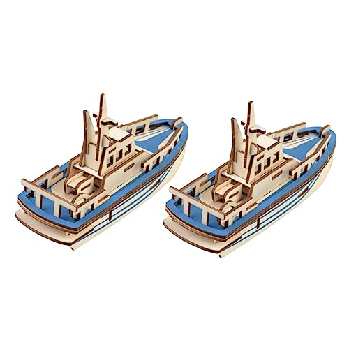 Toyvian 2st Rettungsboot-Puzzle Spielzeug Zusammenbauen Schiff Boot Handwerk Rettungsboot Spielzeug Rettungsboot Holzspielzeug DIY-Puzzle-Schiff Holzhandwerk 3D Schmücken Bambus Halloween von Toyvian
