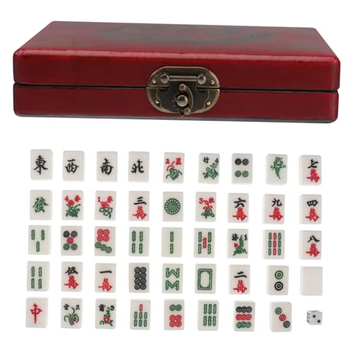 Toyvian 2St Mahjong-Fliesen Archaise Mahjong Amerikanisches Mahjong antikes chinesisches Standard-Mahjong Chinesisches Mahjong mit Lederetui Amerikanischer Stil einstellen Handbuch Reisen von Toyvian