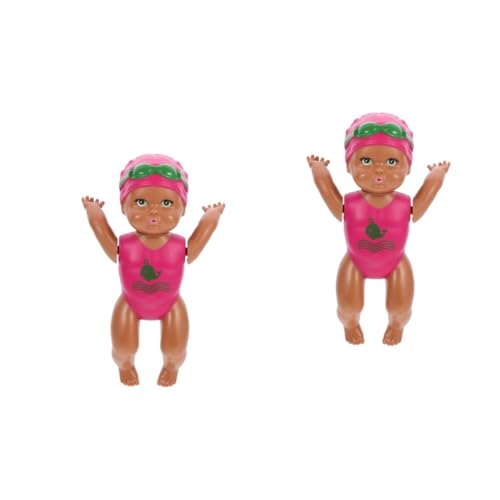 Toyvian 2st Schwimmpuppe Haarstäbchen Haargummis Schwimmbad Schwimmbecken Strandspielzeug Für Babys Mini-Spielzeug Babys Puppen Spielzeug Für Den Strand PVC Kind Wanne Batterie von Toyvian