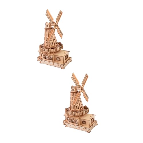 Toyvian 2St Windmühle Holzpuzzle Spielzeug für Kinder kinderspielzeug spielzeuge für Kinder beemysafe Safety Rätsel Windmühlenpuzzle aus Holz Puzzle Windmühle hölzern Niederlande 3D Bambus von Toyvian