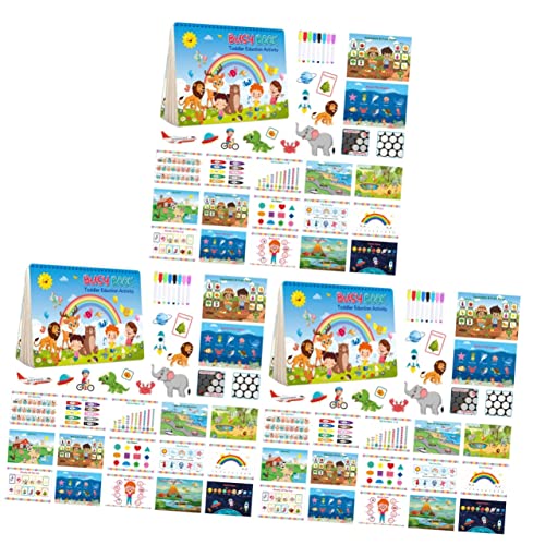 Toyvian 3 Sätze Aufklärungs-Ruhebuch Themen-Stickerbuch Buchaufkleber Kognitions-Stickerbuch Aufkleber-Dekore Aufkleberbuch Kinder Lernen Aufkleber Lernspielzeug Papier Buch einfügen 3D von Toyvian