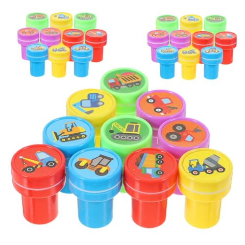 Toyvian 3 Sätze BAU-LKW-Stempel kinderspiel Kindergarten Kinderstempel Gefälligkeiten für Farmpartys Transport-Partygeschenke Tierstempel Plastik von Toyvian