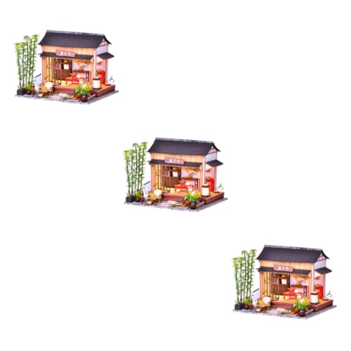 Toyvian 3 Sätze DIY Chinesischer Innenhof Miniaturdekoration Hausspielzeug im chinesischen Stil Modelle Spielzeuge Gartenmodell selber Bauen handwerkliche Verzierung Handbuch Dekorationen von Toyvian