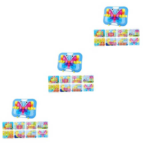 Toyvian 3 Sätze DIY-Puzzle-Spielzeug Pädagogisches Spielzeug Für Kleinkinder Pädagogische Mosaik-stecktafel Peg-brettspiele Farbsortierblöcke Hölzern Knopf Abs-Kunststoff Vorschule von Toyvian