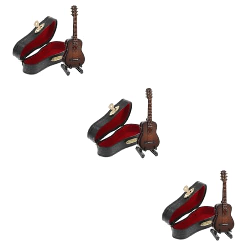 Toyvian 3 Sätze Gitarrenmodell Holzspielzeug Puppenhausmöbel Kidcraft-spielset Baby-Gitarre Spielzeug-Ukulele Miniatur-gitarrenspielzeug Kleine Gitarre Geschenk Violine Kupferdraht Kind von Toyvian