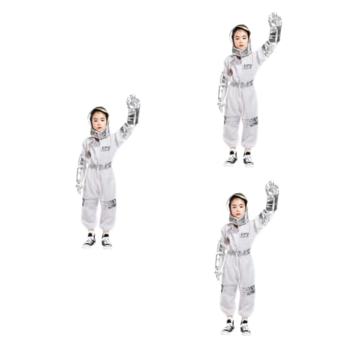 Toyvian 3 Sätze ausgefallenes Kostüm Kostüm-Halloween-Maskerade-Party Raumanzüge weiß silber Kinderkleidung Astronauten-Outfits Bühnenuniform Europäisch und amerikanisch Kostüme Mädchen von Toyvian