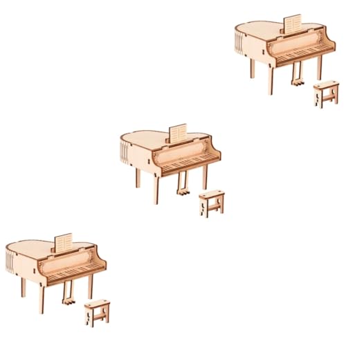 Toyvian 3 Sätze Klavier Spieluhr Bastelspielzeug Rätsel Lernspielzeug Spielzeuge Musikalischer Flügel Holzmontage Klavier Bausatz Kinderklavier Vorbau-kit DIY 3D Zubehör Puzzle Hölzern von Toyvian