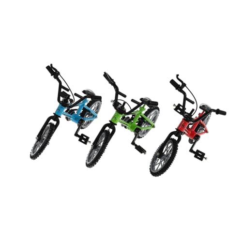 Toyvian 3 Sätze Mini Finger Fahrrad Modell aus Desktop Dekoration Interaktives Fingerspielzeug für Erwachsene Handliches Bike Modell in Rot Blau Grün von Toyvian