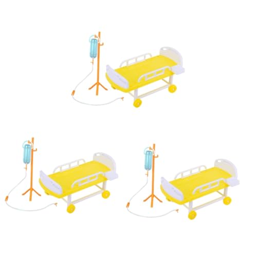 Toyvian 3 Sätze Simuliertes medizinisches Bett Simulationskrankenbettspielzeug Spielzubehör für das Kinder Arztkoffer Spielzeug Puppenkrankenhaus Spielset Mädchenspielzeug Möbel Mini von Toyvian