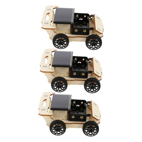 Toyvian 3 Sätze Solarelektrisches Fahrzeug DIY-experimente Solarauto, Zusammenbauen Solarauto-Modelle Zusammenbauen Kleines Solarautospielzeug DIY-montagespielzeug Hölzern Black von Toyvian