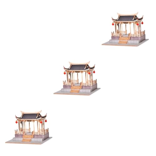 Toyvian 3 Sätze Zusammengebautes Spielzeug Bauen 3D-Puzzles Aus Holz Mini-Geschenke Chinesisches Gebäudemodell DIY-Modell 3D-Puzzle Aus Holz Handbuch Schmücken Plastik von Toyvian