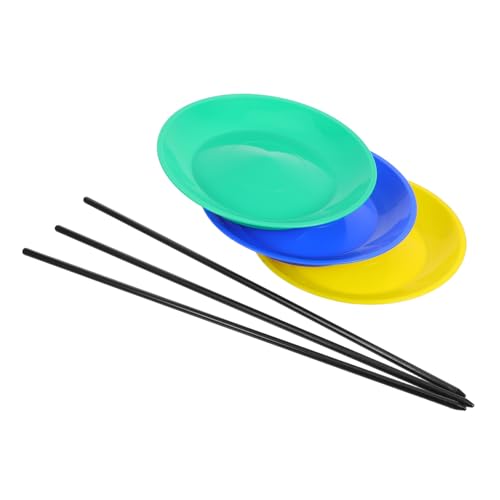 Toyvian 3 Satz Teiliges Jonglier Set Drehscheiben aus Robustem Kunststoff mit Handstäben für Balancetricks Geeignet für Zirkus Straßenkünstler und Entwicklungsspielzeug von Toyvian
