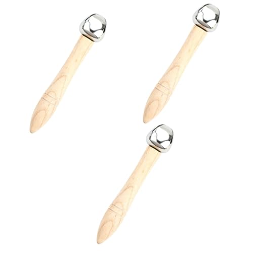 Toyvian 3 Stück Handglocke Holzgriff Wooden Toy Musikalisches Klangspielzeug mit Rundem Kopf Leichtes Shaker Rassel für Montessori Percussion Instrument für Musikunterricht und von Toyvian