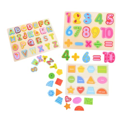 Toyvian 3 Stück Holzpuzzle Zahlenrätsel-Brett Zahlenlernspielzeug Zahlenpädagogische Stütze Formsortierpuzzle Lernspielzeug Für Vorschulkinder Puzzles Mit Zahlentafeln Puzzlebrett Aus Holz von Toyvian