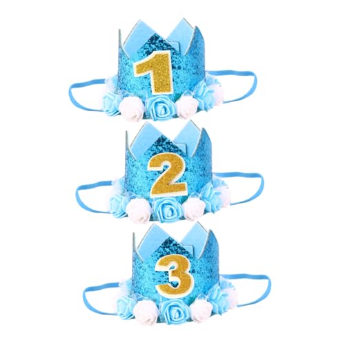 Toyvian Partyhüte-set Für Kleinkinder 3-teilig Geburtstagskrone Haarband Foto-requisite Blumenkronenkappe Für 1-jährige 2-jährige 3-jährige Jungen Und Mädchen Toyvian Partyhüte-set Für Kleinkinder 3-teilig Geburtstagskrone Haarband Foto-requisite Blumenkronenkappe Für 1-jährige 2-jährige 3-jährige Jungen Und Mädchen von Toyvian