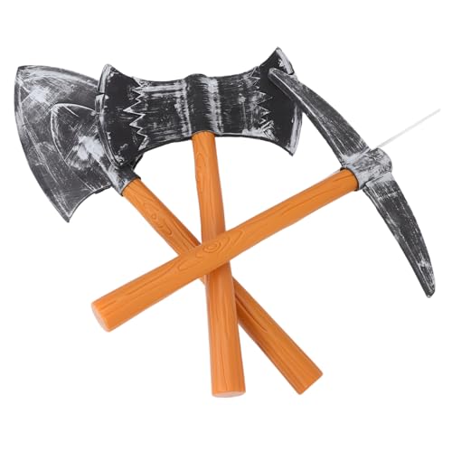 Toyvian 3 Stück Teiliges Dwarf Cosplay mit Leichtem Fake Pickaxe Doppelseitiger Axt und Schaufel Robustes Bühnenrequisit für Halloween Geburtstagsfeiern und Kostümpartys von Toyvian