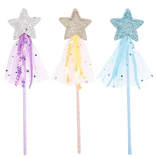 Toyvian 3 Stück Teiliges Glitzernde Feenstäbe für Mädchen Magische Zauberstäbe für Geburtstagsfeiern Halloween und Kreative Spielstunden Sicher und Kinderfreundlich von Toyvian