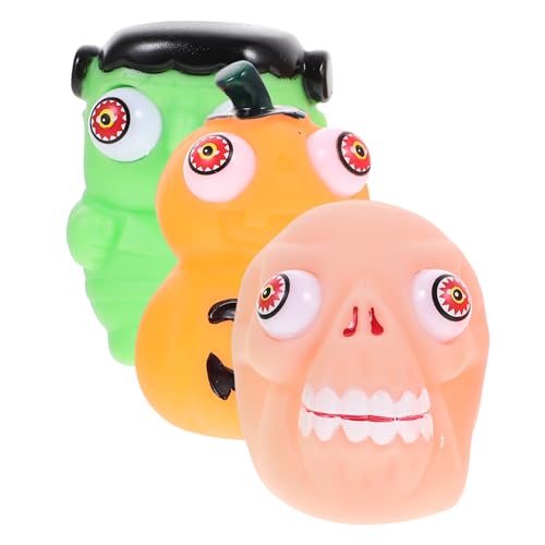 Toyvian 3 Stück Teiliges Halloween Squeeze Toy mit Grünem Ungeheuer Kürbis und Geisterkopf Gruseliges Stressabbau Party-mitgebsel Sensorisches Dekompressionsspielzeug Langlebig und von Toyvian