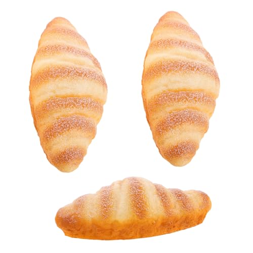 Toyvian 3 Stück Teiliges Künstliches Croissant Realistische Brotnachbildung für Dekoration Detailgetreue Simulation Vielseitig für Bäckerei Fotografie Küchen und Schaufensterdeko Leicht von Toyvian