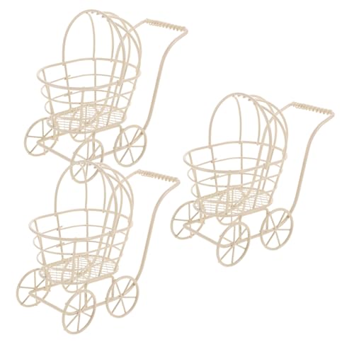 Toyvian 3 Stück Teiliges Mini Puppenwagen aus Eisen Draht Babypuppen Buggy Kleine Puppenhaus Accessoires Vielseitig als Kinderwagen Organizer und Dekoratives Puppenhaus Zubehör von Toyvian
