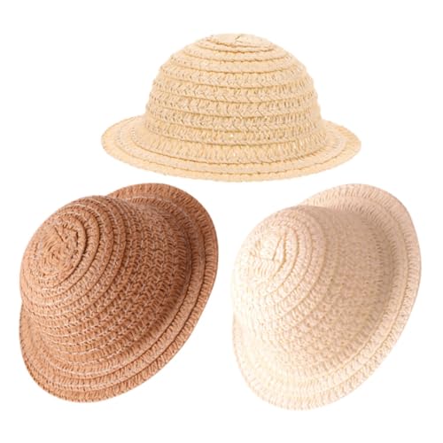 Toyvian 3 Stück Teiliges Mini Strohhut für Puppen Handgefertigte Kleine Bastelhüte aus Weichem Formstabilem Stroh Vielseitige DIY Puppenzubehör für Foto Requisiten und Dekoration von Toyvian