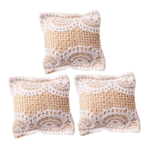 Toyvian 3 Stück Teiliges Miniatur Dekokissen Filigrane Mini Sofa Kissen mit Spitzenmuster Detailgetreue Puppenhaus Kissen Dekorative Miniatur Schlafzimmerkissen für Puppenmöbel von Toyvian
