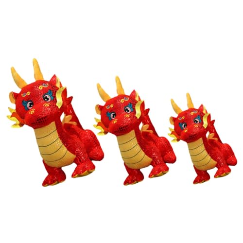 Toyvian 3 Stück Teiliges Plüsch Drachen Kuscheltier Niedliches Stofftier als Glücksbringer für Dekoration und zum Chinesischen Neujahr von Toyvian