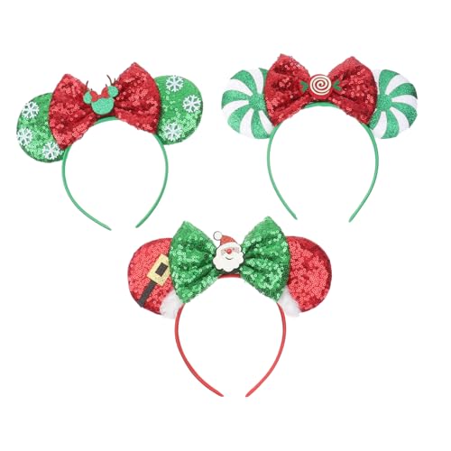Toyvian 3 Stück Weihnachtlicher Haarreif Teiliges mit LED Beleuchtung Kunststoff und Gauze Festlicher Kopfschmuck mit Schleifenband Geeignet für Erwachsene für Weihnachtsfeier und Cosplay von Toyvian