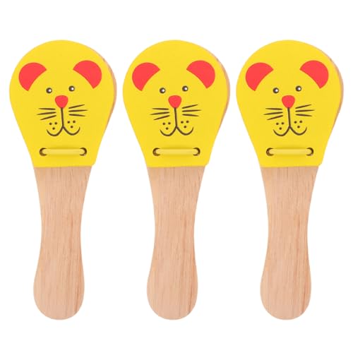 Toyvian 3-teiliges Baby-Schlagzeugspielzeug aus Holz: Kastagnetten mit Tiermotiven – Schlaginstrument für Kleinkinder – Spielzeug zum Erlernen der frühen Musik, leicht zu greifen für kleine Hände von Toyvian