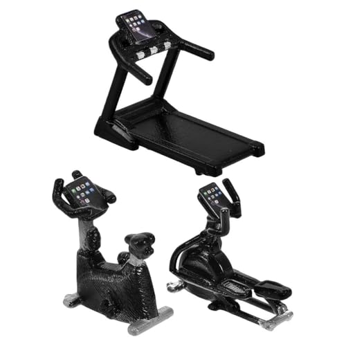 Toyvian 3-teiliges Puppenhaus-Fitnessgerät: Hochdetailliertes Puppenhaus-Fitnessstudio, Mini-Fitnessrad, Laufband – Simulationssportmodelle für DIY-Minihausszenen von Toyvian