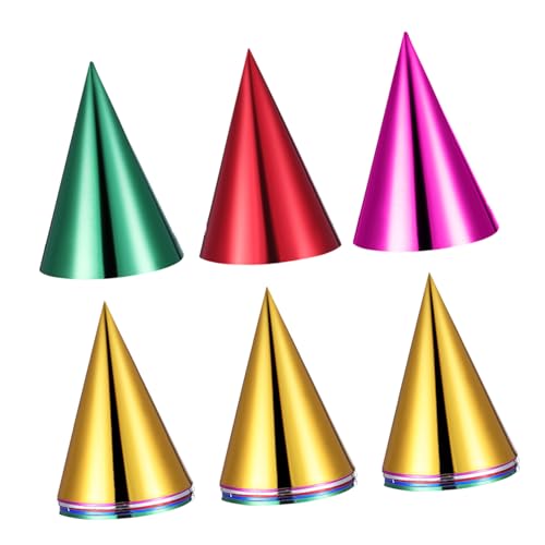 Toyvian 30 Stück Teiliges Metallic Folien Partyhüte Bunte Konische Papierkappen mit Elastischem Band Leichte Einweg-partyhüte für Erwachsene Geburtstag Weihnachten Silvester Fest Zubehör von Toyvian
