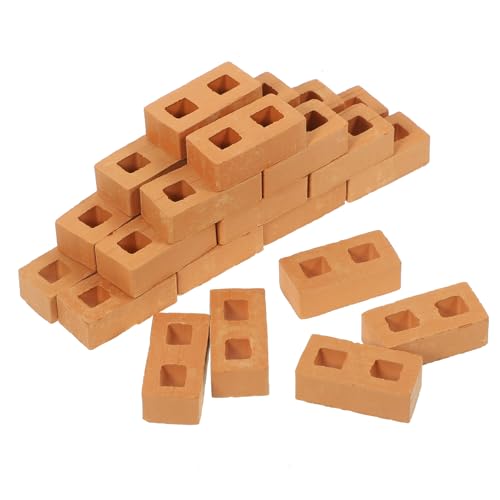 Toyvian 30 Stück Teiliges Miniatur Ziegelstein Quadratische Form Realistische Mini Bausteine für DIY Mikro Landschaftsbau Puppenhaus Möbel Dekoration und Fein Poliert von Toyvian