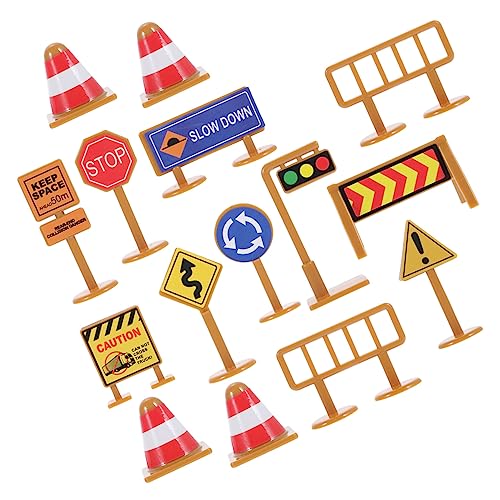 Toyvian 30Stücke Miniaturverkehrsschild Spielzeugset Teiliges Verkehrszeichen für Frühes Bildungsspielzeug Verkehrssicherheit und Kreativität im Leicht von Toyvian