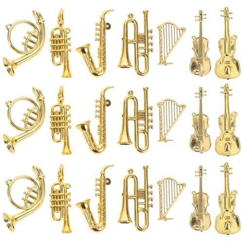 Toyvian 35-teilige Mini-Musikinstrumentenmodelle: Winzige Ornamente fürs Puppenhaus, einschließlich Klavier, Flöte, Gitarre, Posaune für Weihnachtsdekorationen und zum Spielen für Kinder von Toyvian
