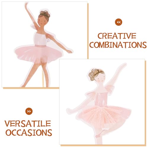Toyvian 36 Stück Ballerina-Cupcake-Topper, Ballett-Tutu, Tänzerin, Mädchen, Cupcake-Topper, Ballettschuh-Picker, Tanzkuchen, Dessert, Muffin-Topper für Hochzeit, Babyparty, Geburtstagsparty, Rosa von Toyvian