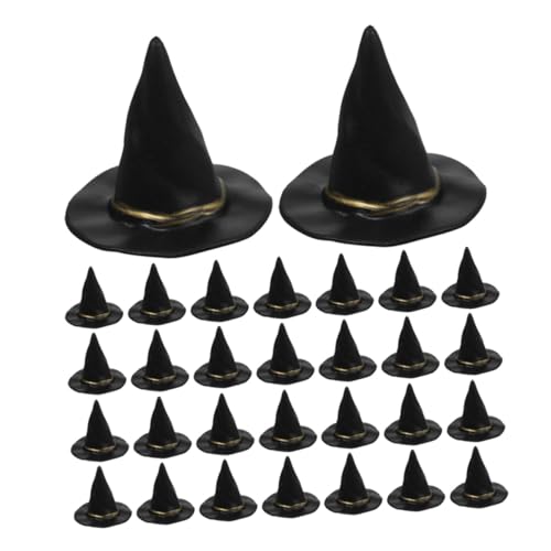 Toyvian 36 Stück Halloween-dekoration Zaubererhut Kleine Hexenhüte Mini -puppenhüte Mini-hutverzierung Für Kunst Zum Basteln Kleine Hüte Für Puppen Plastik Schwarz von Toyvian