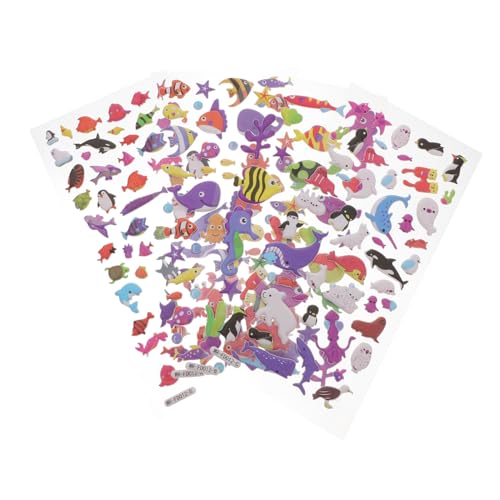 Toyvian 3D Puffy Aufkleber Mit Meeresbewohnern Cartoon PVC Sticker Für Ideal Für Bastelprojekte Scrapbooking Und Dekoration Bei Ocean Geburtstagsfeiern von Toyvian